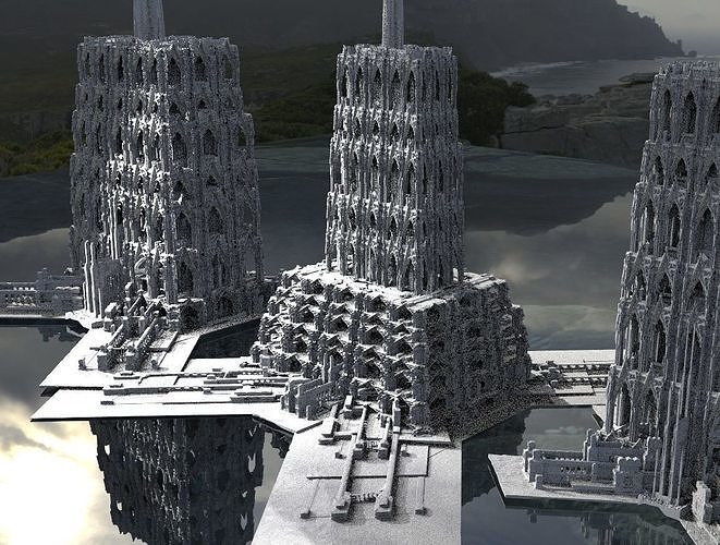 Fantasy gothic towers surreal Kitbash 3D model