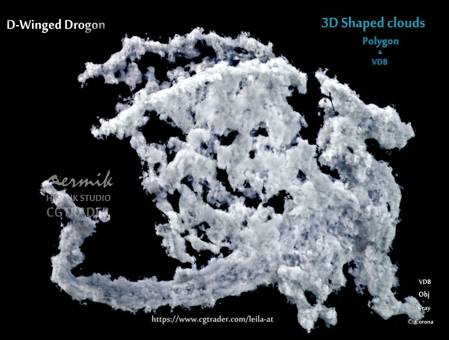 3D Shaped Clouds - Polygon and VDB   3D model_7