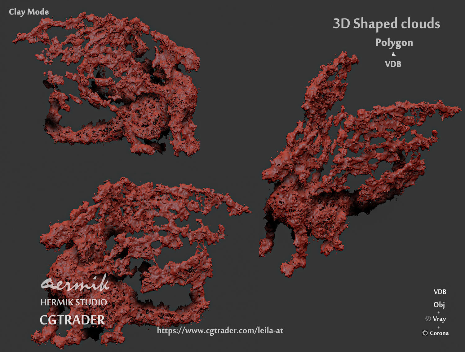 3D Shaped Clouds - Polygon and VDB   3D model_8