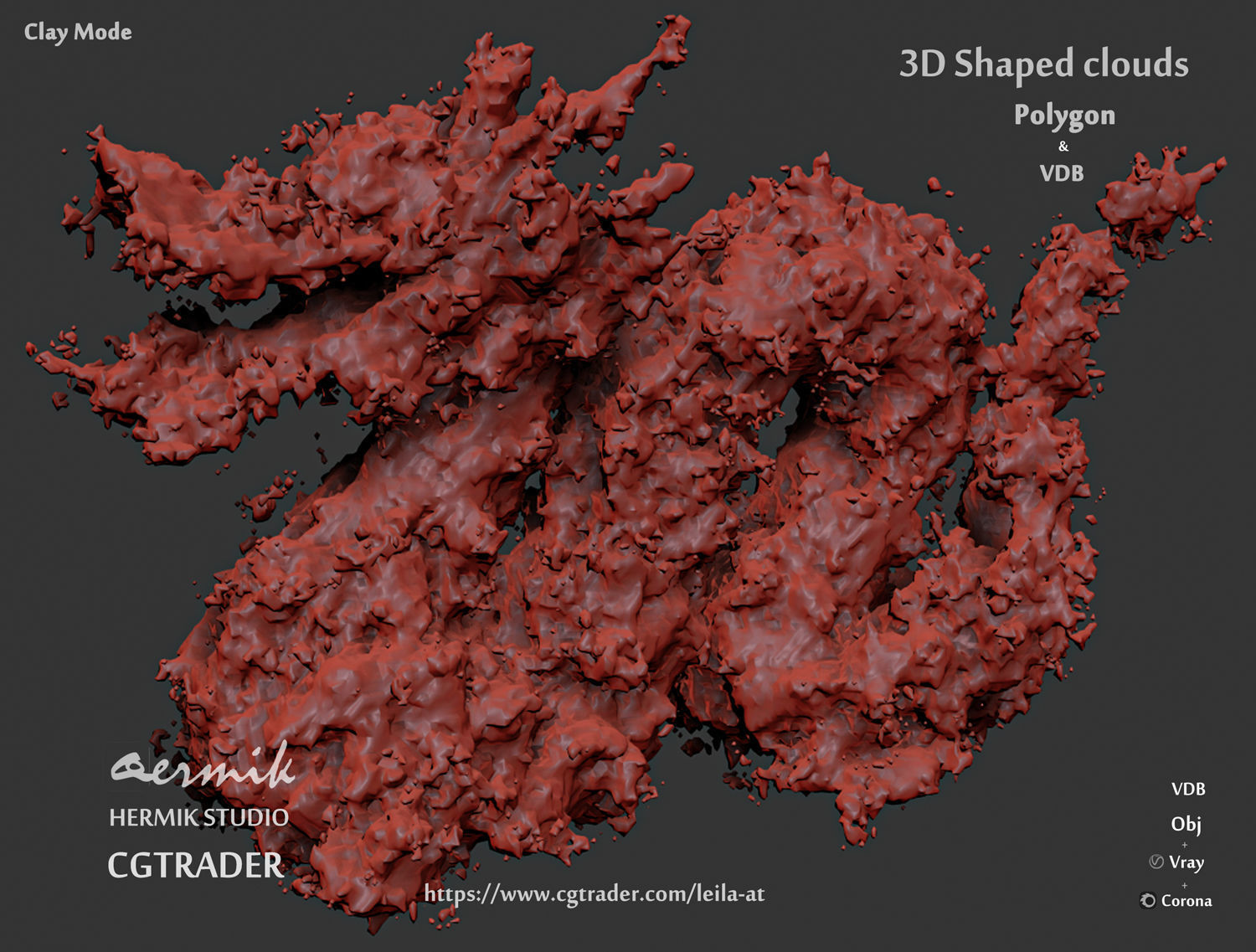 3D Shaped Clouds - Polygon and VDB   3D model_6