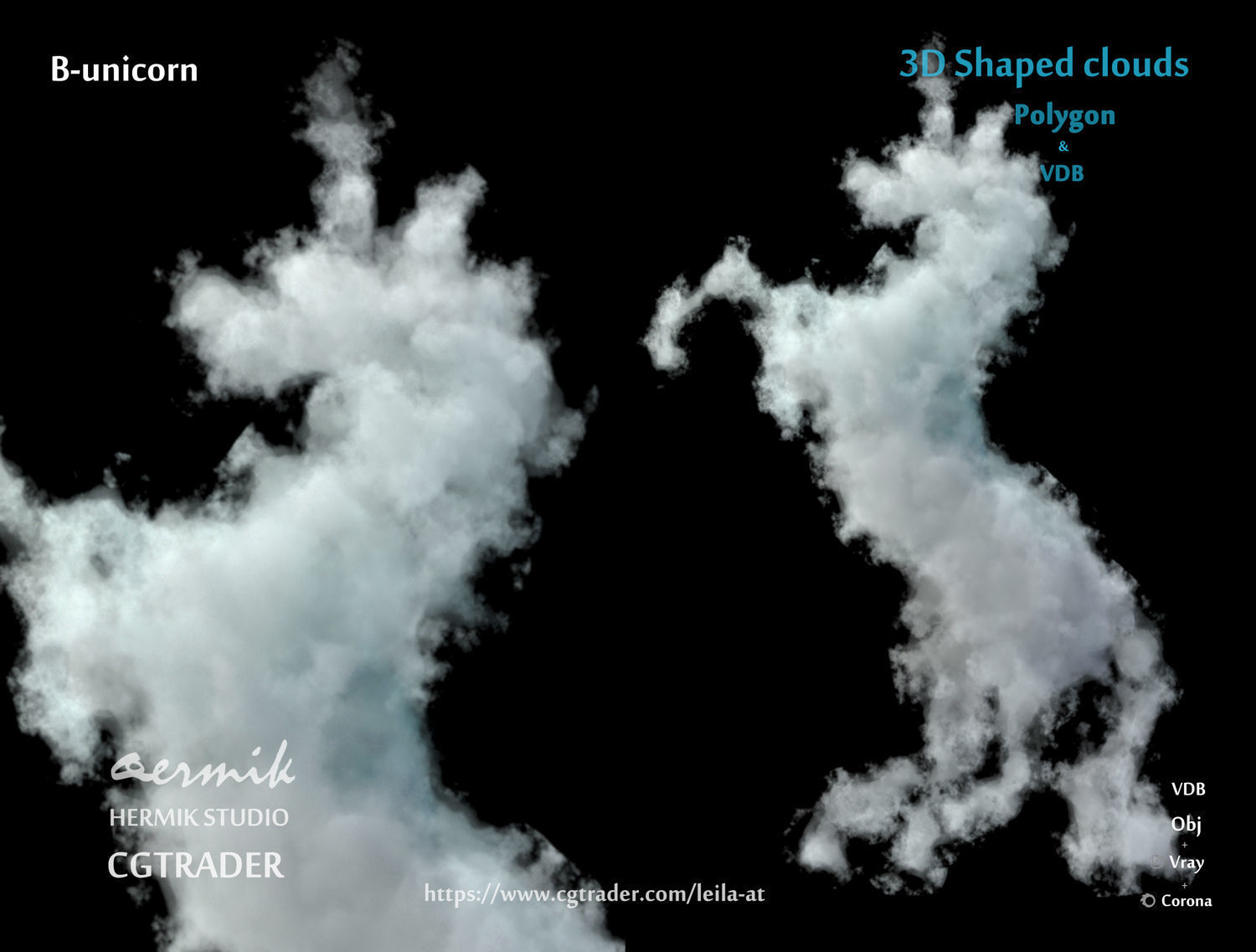 3D Shaped Clouds - Polygon and VDB   3D model_2