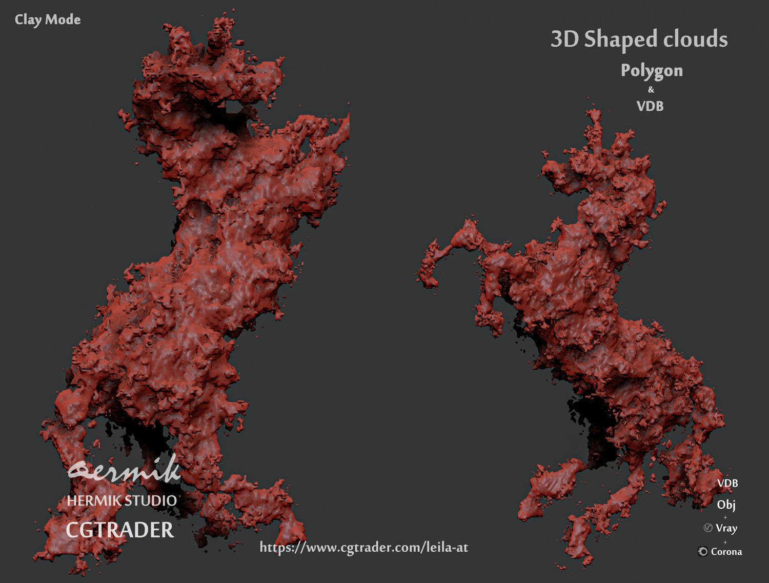 3D Shaped Clouds - Polygon and VDB   3D model_5