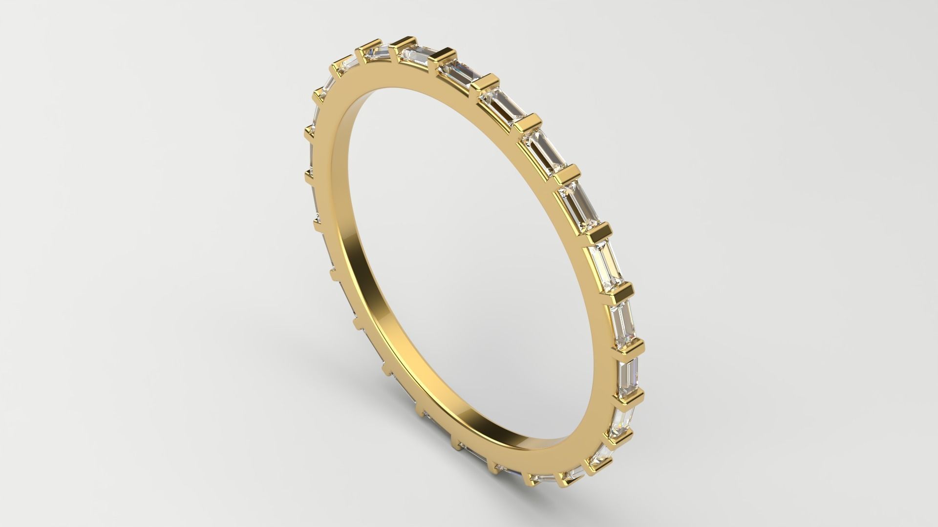 Baguette eternity ring 1x2mm  9-sizes 3D print model_4