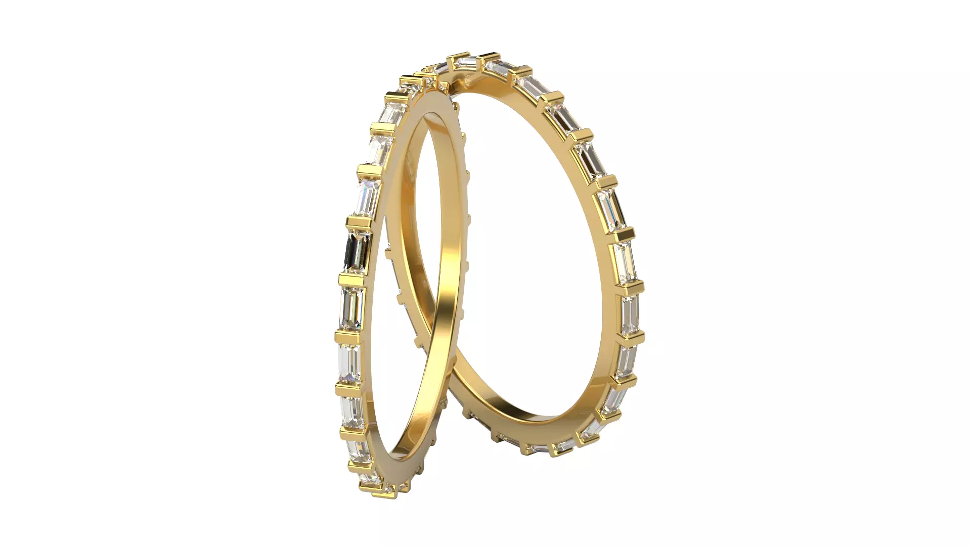 Baguette eternity ring 1x2mm  9-sizes 3D print model_0