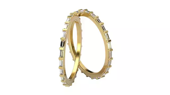 Baguette eternity ring 1x2mm  9-sizes 3D print model