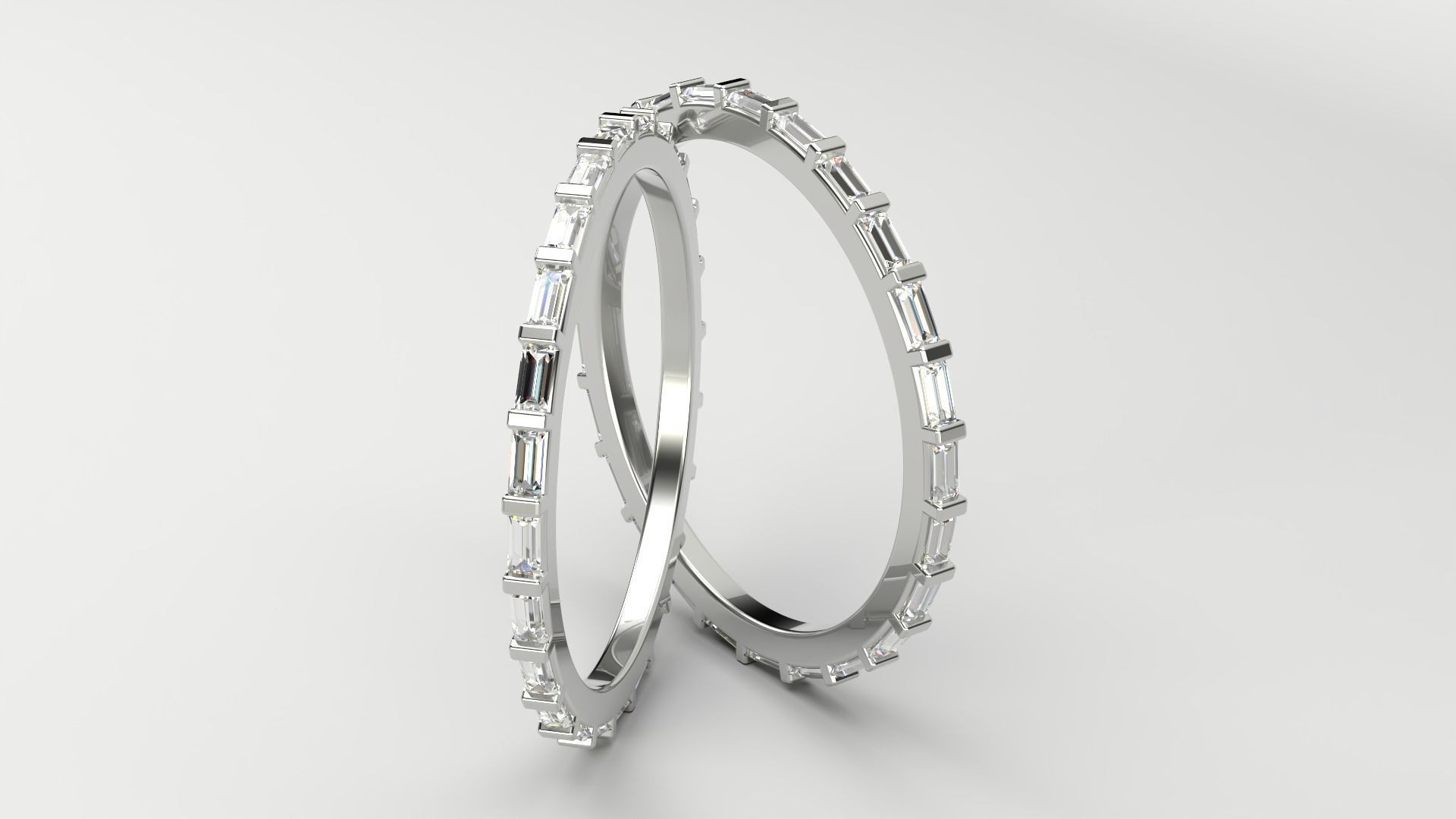 Baguette eternity ring 1x2mm  9-sizes 3D print model_2
