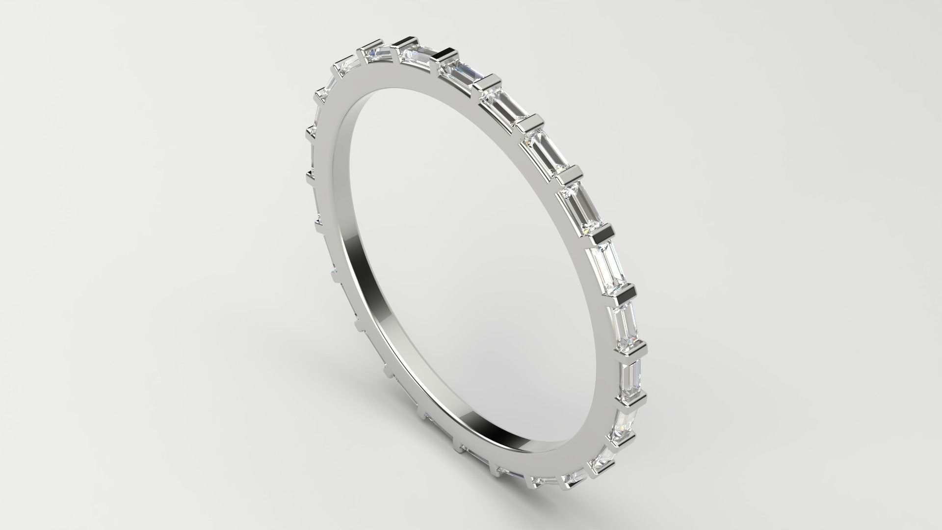 Baguette eternity ring 1x2mm  9-sizes 3D print model_5