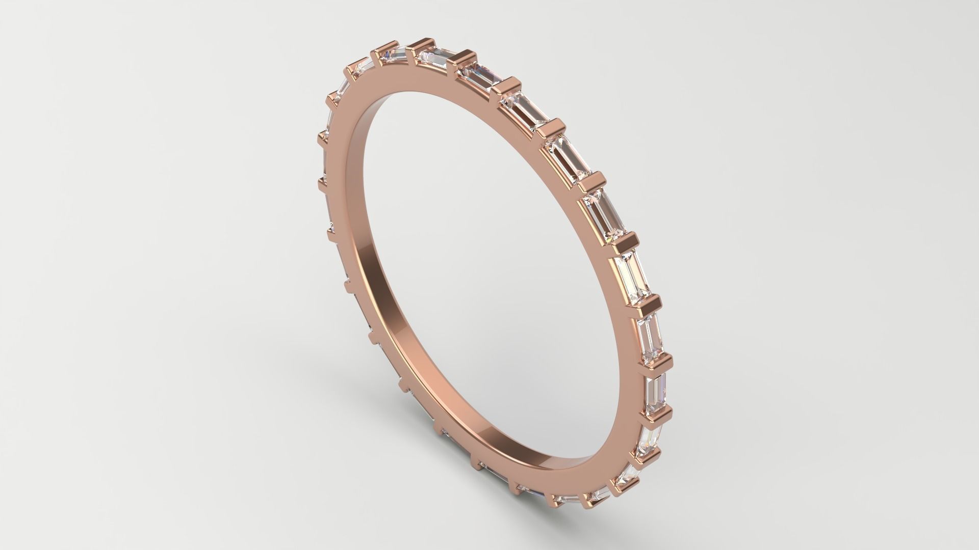 Baguette eternity ring 1x2mm  9-sizes 3D print model_6