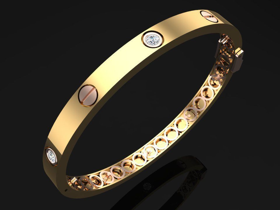 Diamond Bracelet - Gold Bracelet 3D print model_2