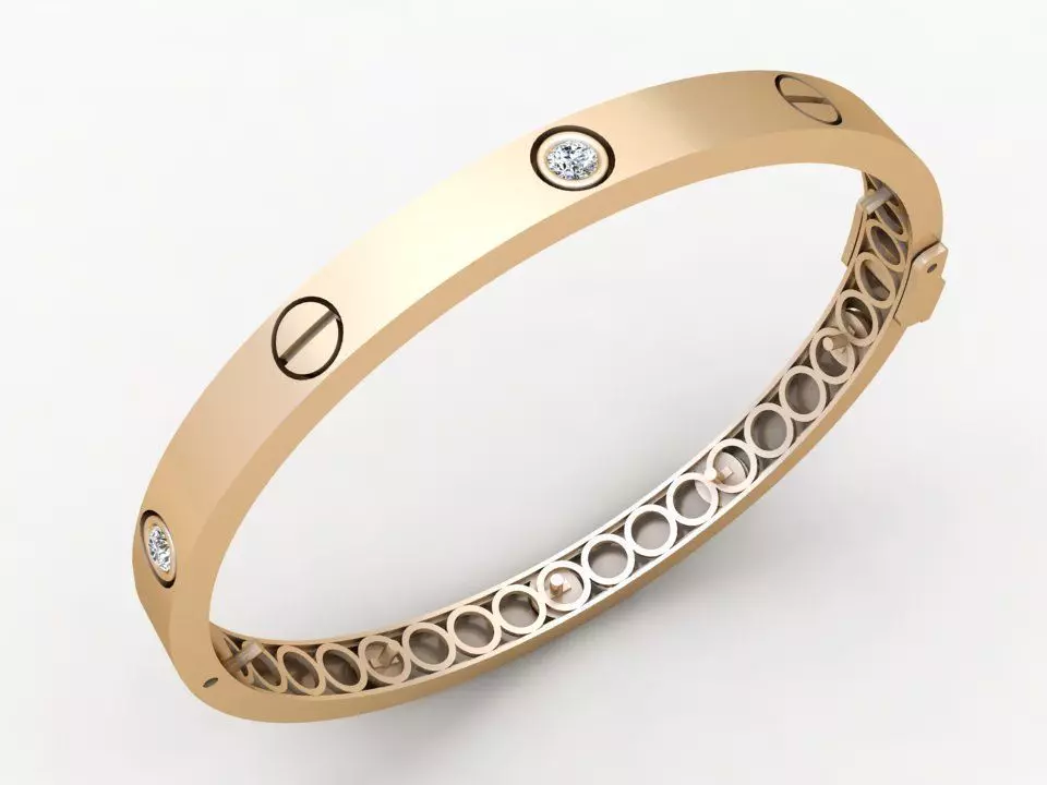 Diamond Bracelet - Gold Bracelet 3D print model_0