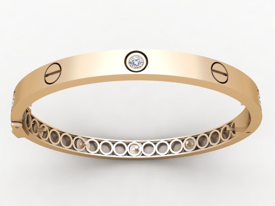 Diamond Bracelet - Gold Bracelet 3D print model_4