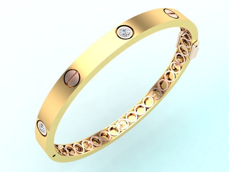 Diamond Bracelet - Gold Bracelet 3D print model_8