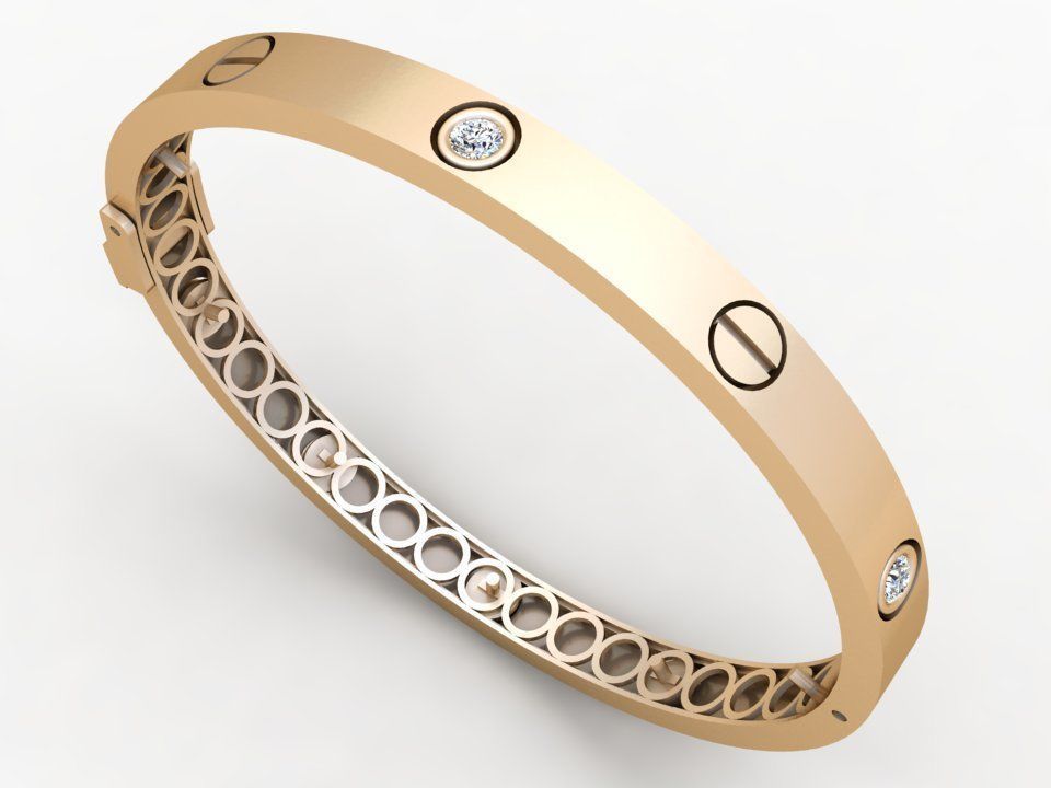 Diamond Bracelet - Gold Bracelet 3D print model_3