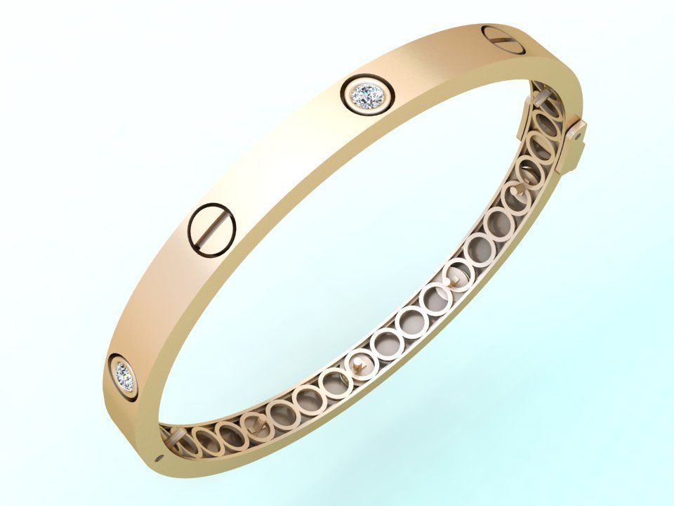 Diamond Bracelet - Gold Bracelet 3D print model_5