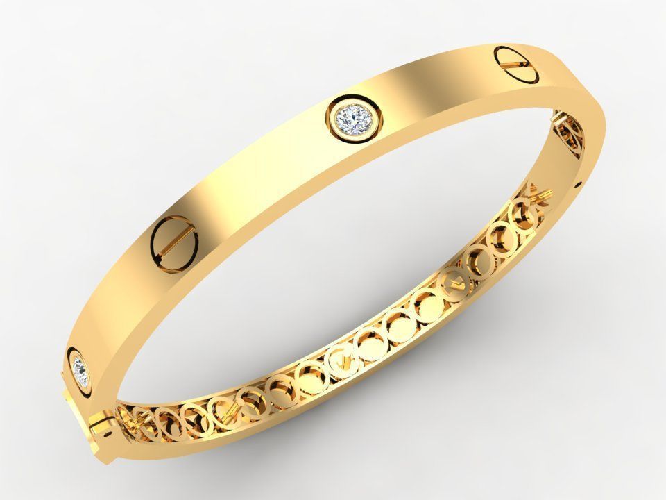 Diamond Bracelet - Gold Bracelet 3D print model_10