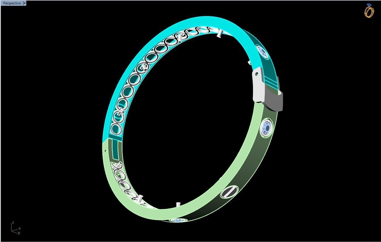 Diamond Bracelet - Gold Bracelet 3D print model_11