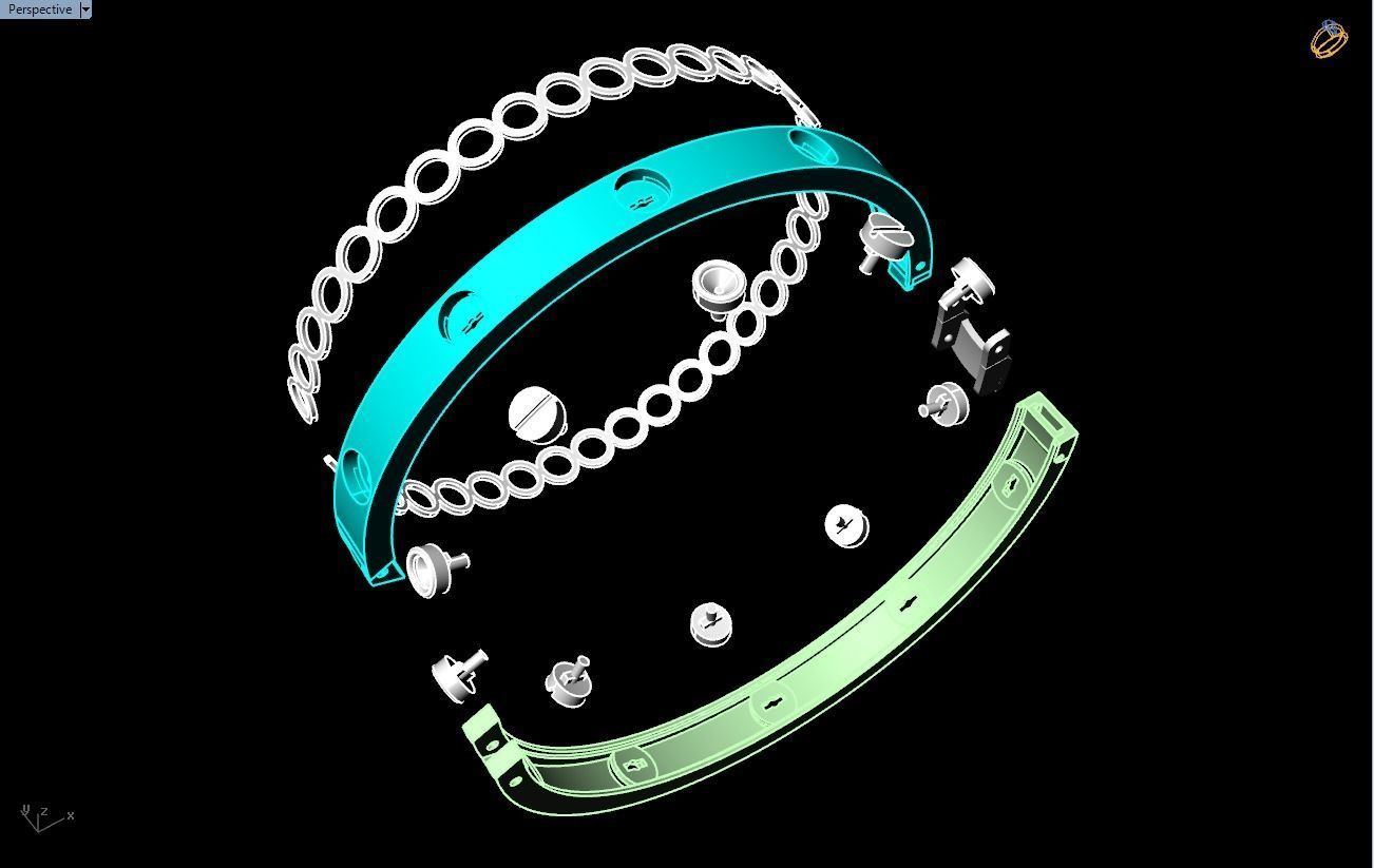 Diamond Bracelet - Gold Bracelet 3D print model_1