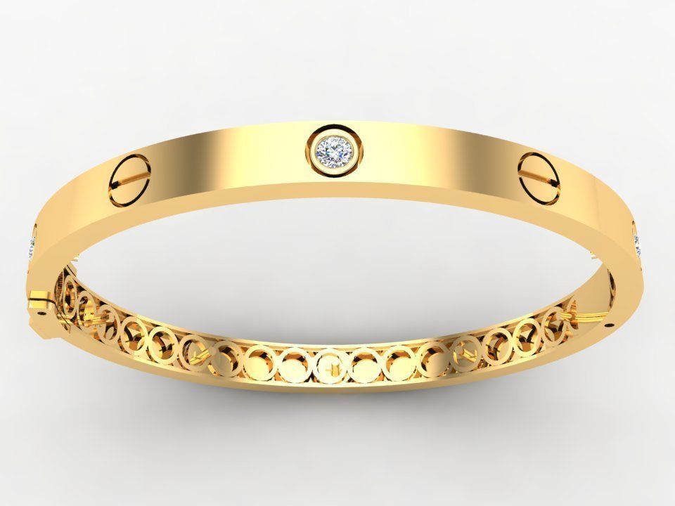 Diamond Bracelet - Gold Bracelet 3D print model_9