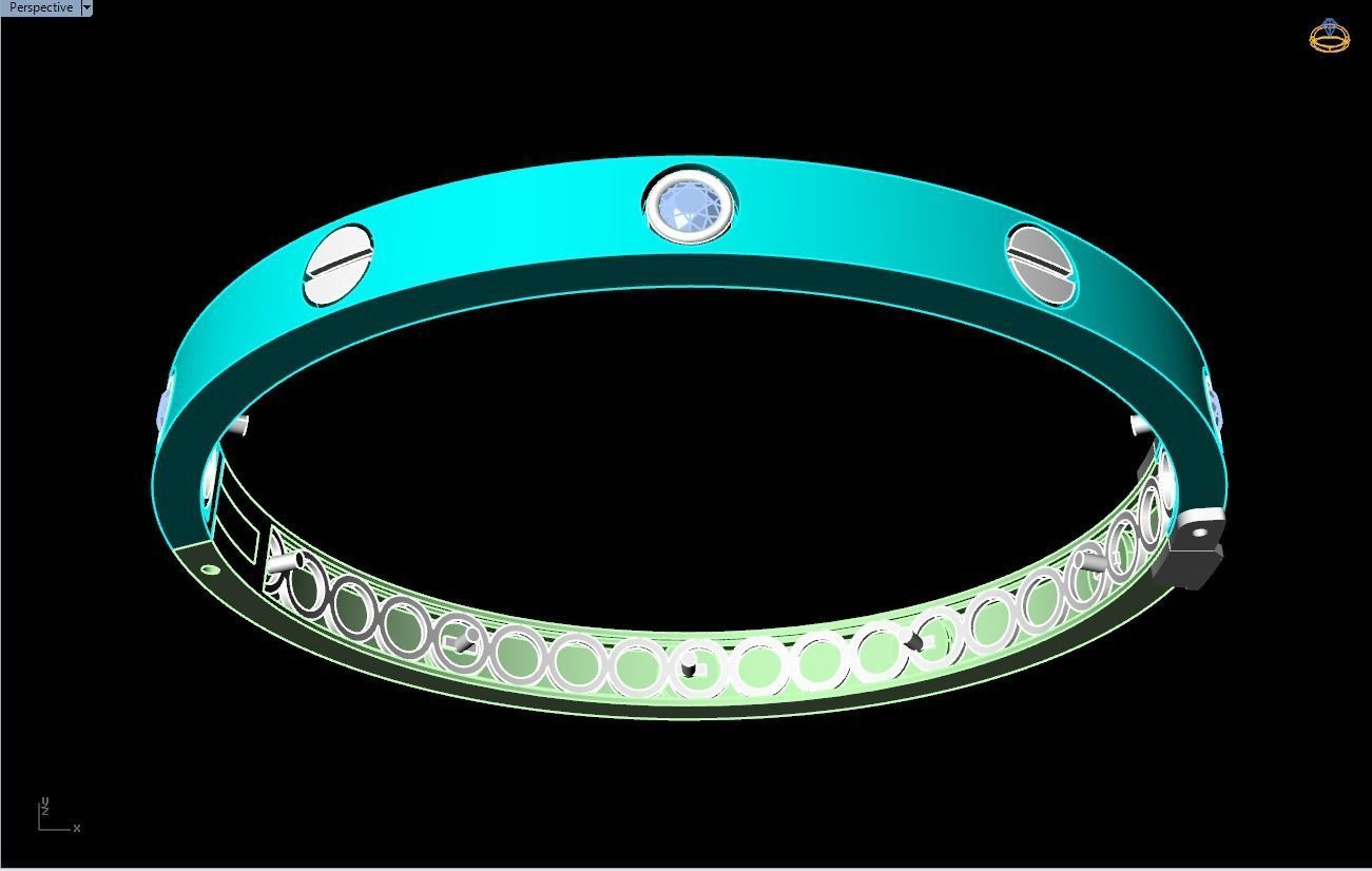 Diamond Bracelet - Gold Bracelet 3D print model_12