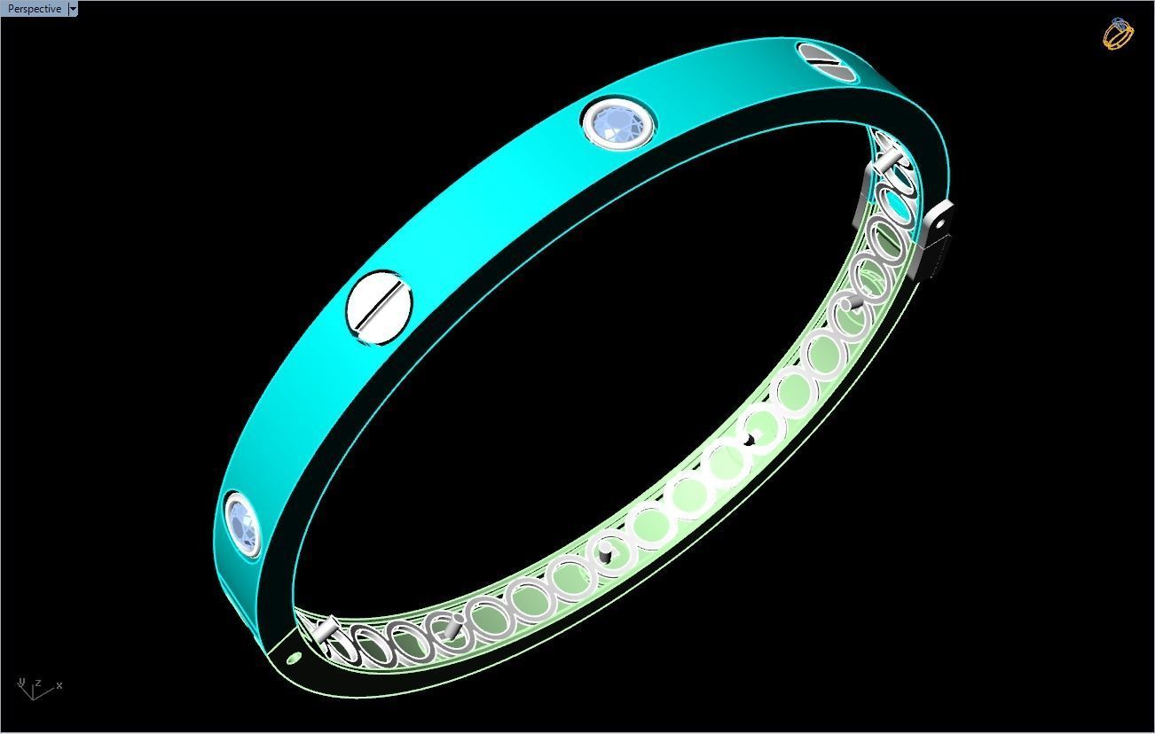 Diamond Bracelet - Gold Bracelet 3D print model_13