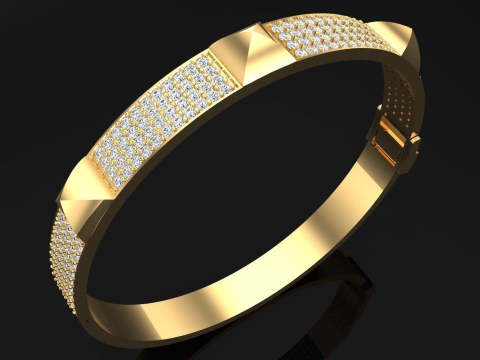 Diamond Bracelet - Gold Bracelet 3D print model_3