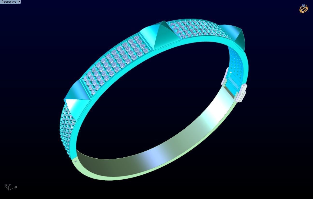 Diamond Bracelet - Gold Bracelet 3D print model_9