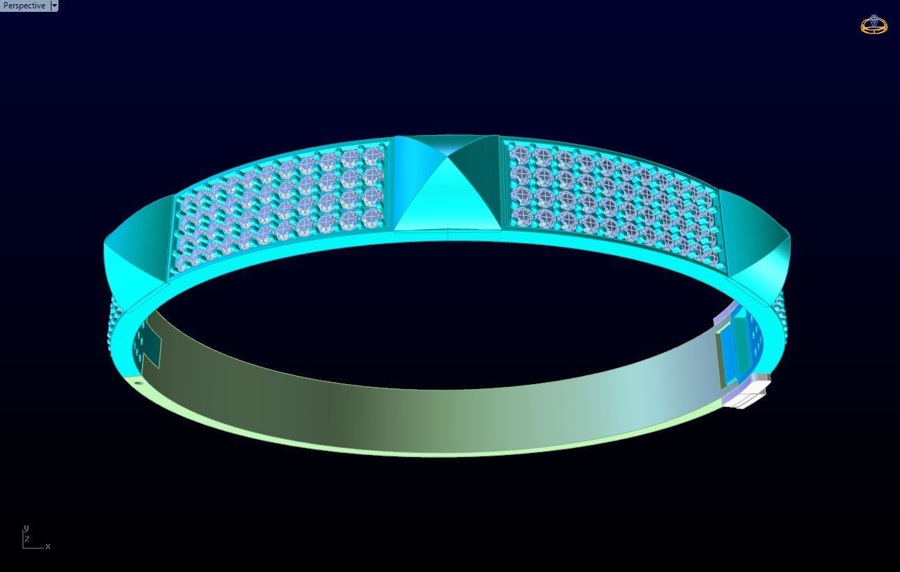 Diamond Bracelet - Gold Bracelet 3D print model_10