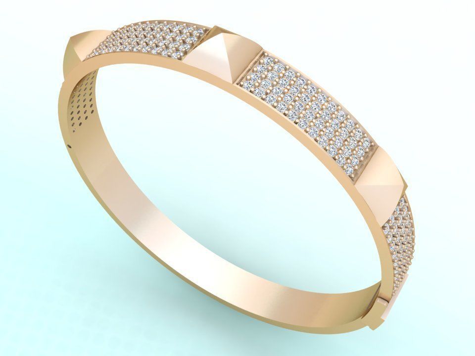 Diamond Bracelet - Gold Bracelet 3D print model_2