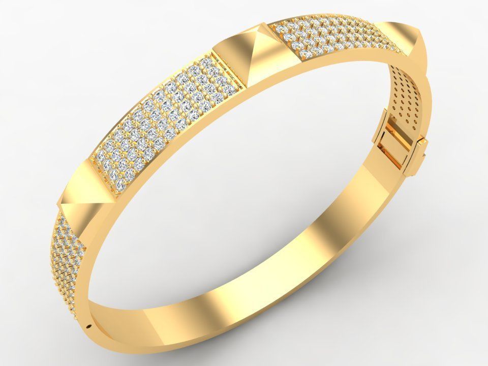 Diamond Bracelet - Gold Bracelet 3D print model_6