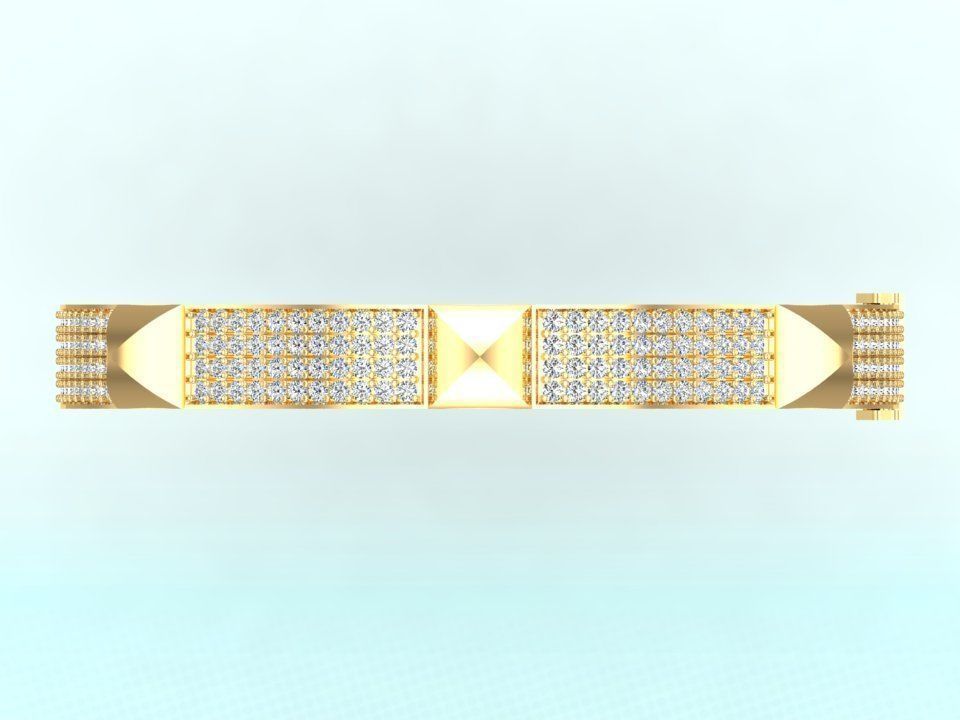 Diamond Bracelet - Gold Bracelet 3D print model_4
