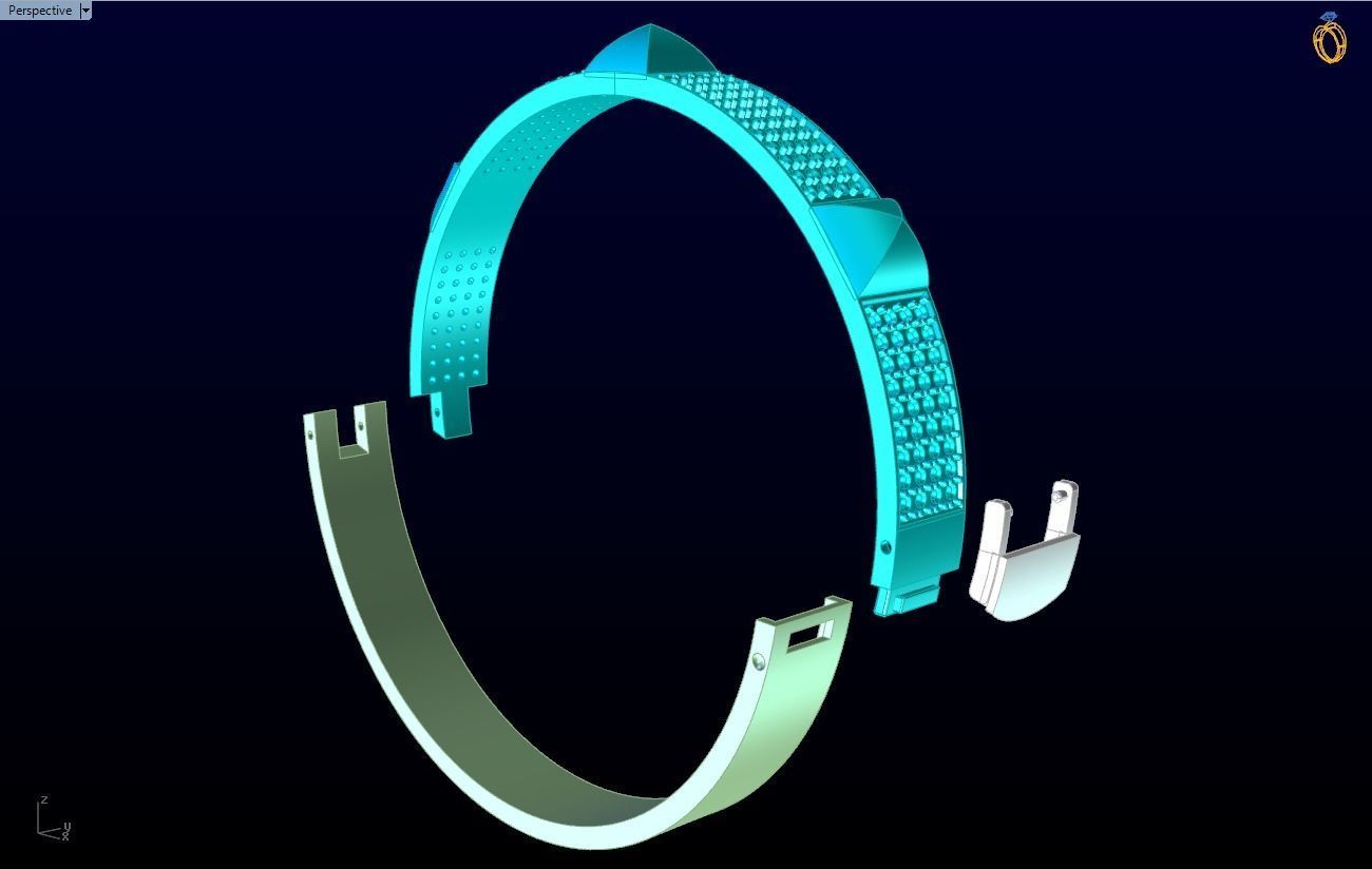 Diamond Bracelet - Gold Bracelet 3D print model_1