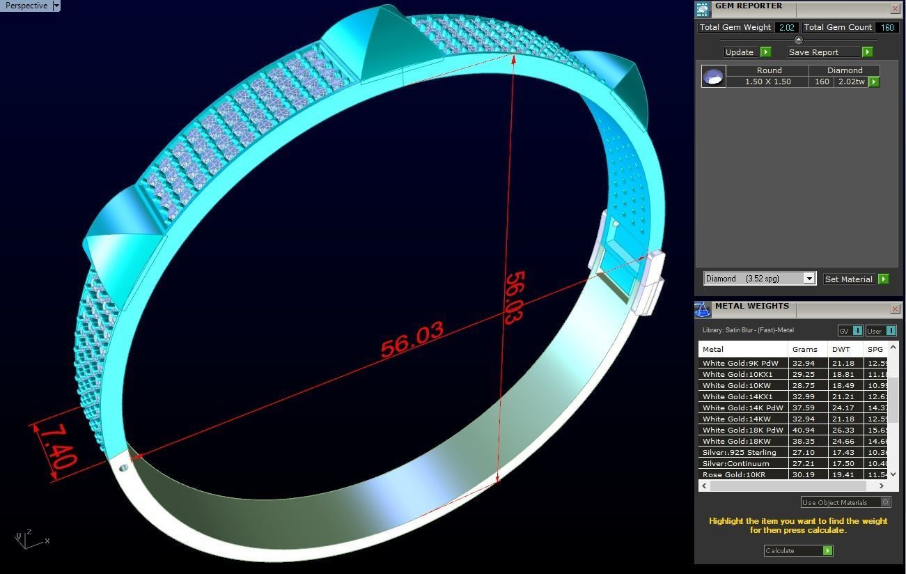 Diamond Bracelet - Gold Bracelet 3D print model_8