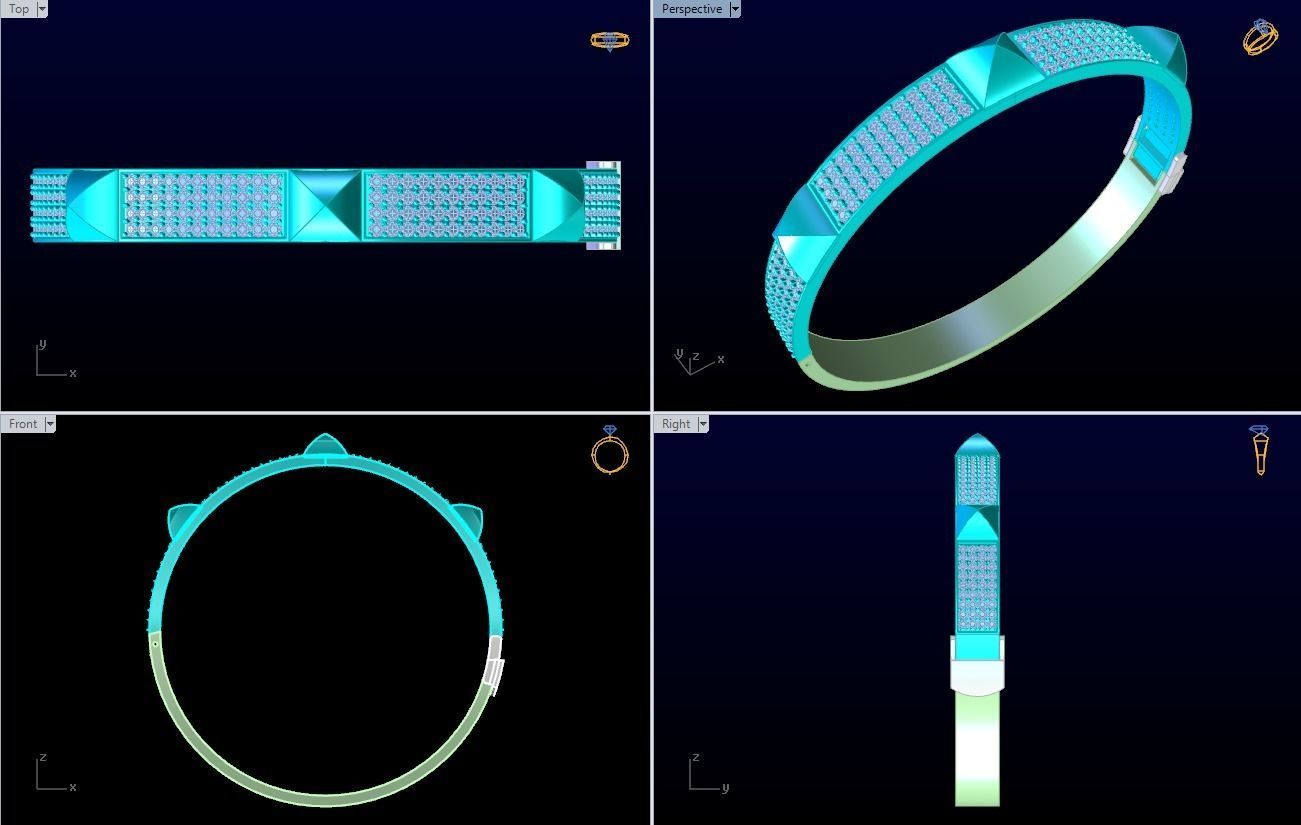 Diamond Bracelet - Gold Bracelet 3D print model_7