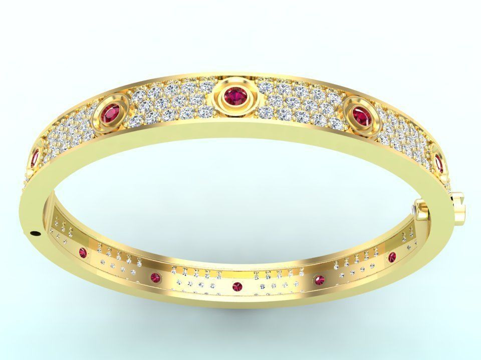 Diamond Bracelet - Gold Bracelet 3D print model_4