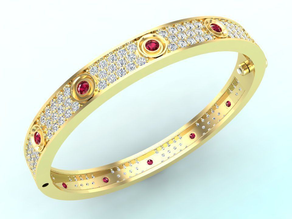 Diamond Bracelet - Gold Bracelet 3D print model_3