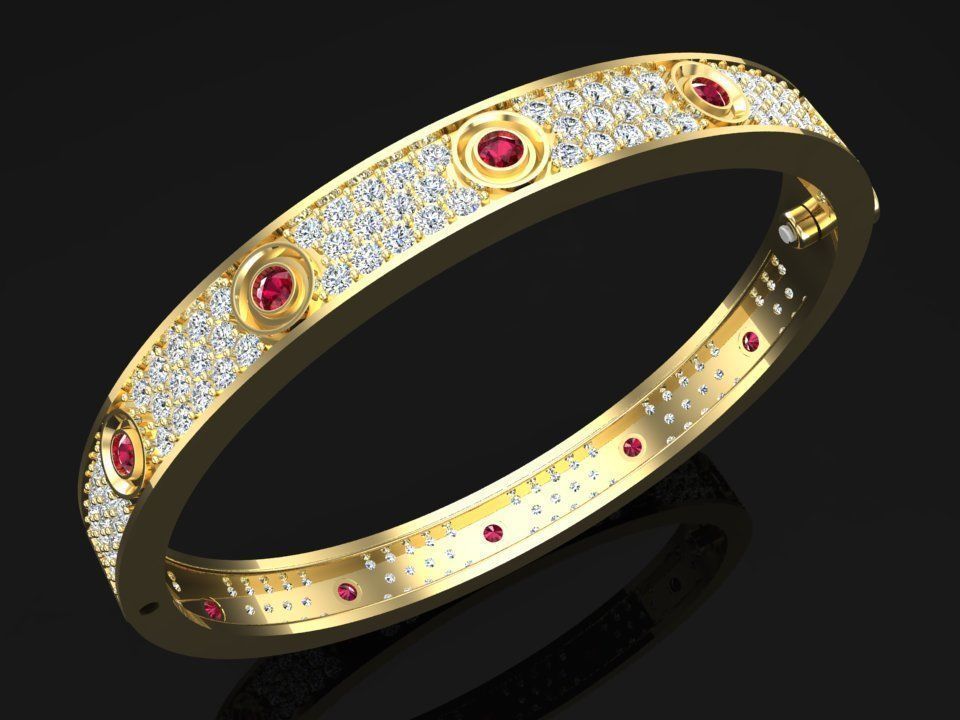 Diamond Bracelet - Gold Bracelet 3D print model_2