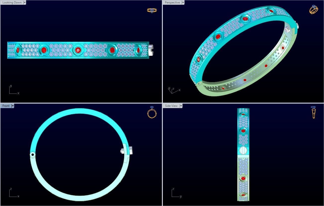 Diamond Bracelet - Gold Bracelet 3D print model_7