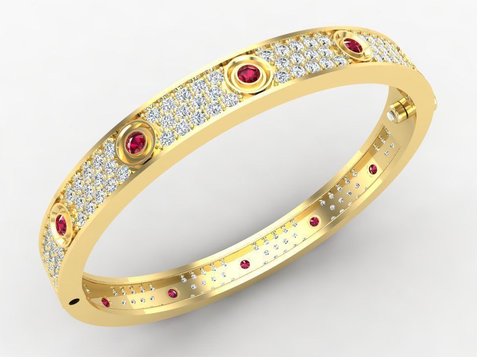 Diamond Bracelet - Gold Bracelet 3D print model_5
