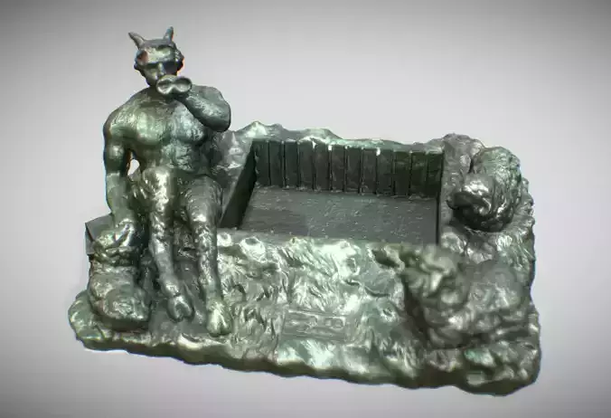 CD-Case bronze statue of man and his dog 3D model