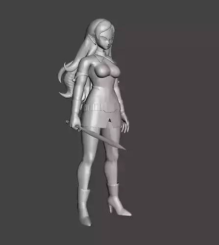 Robelu 3D Model woman holding sword