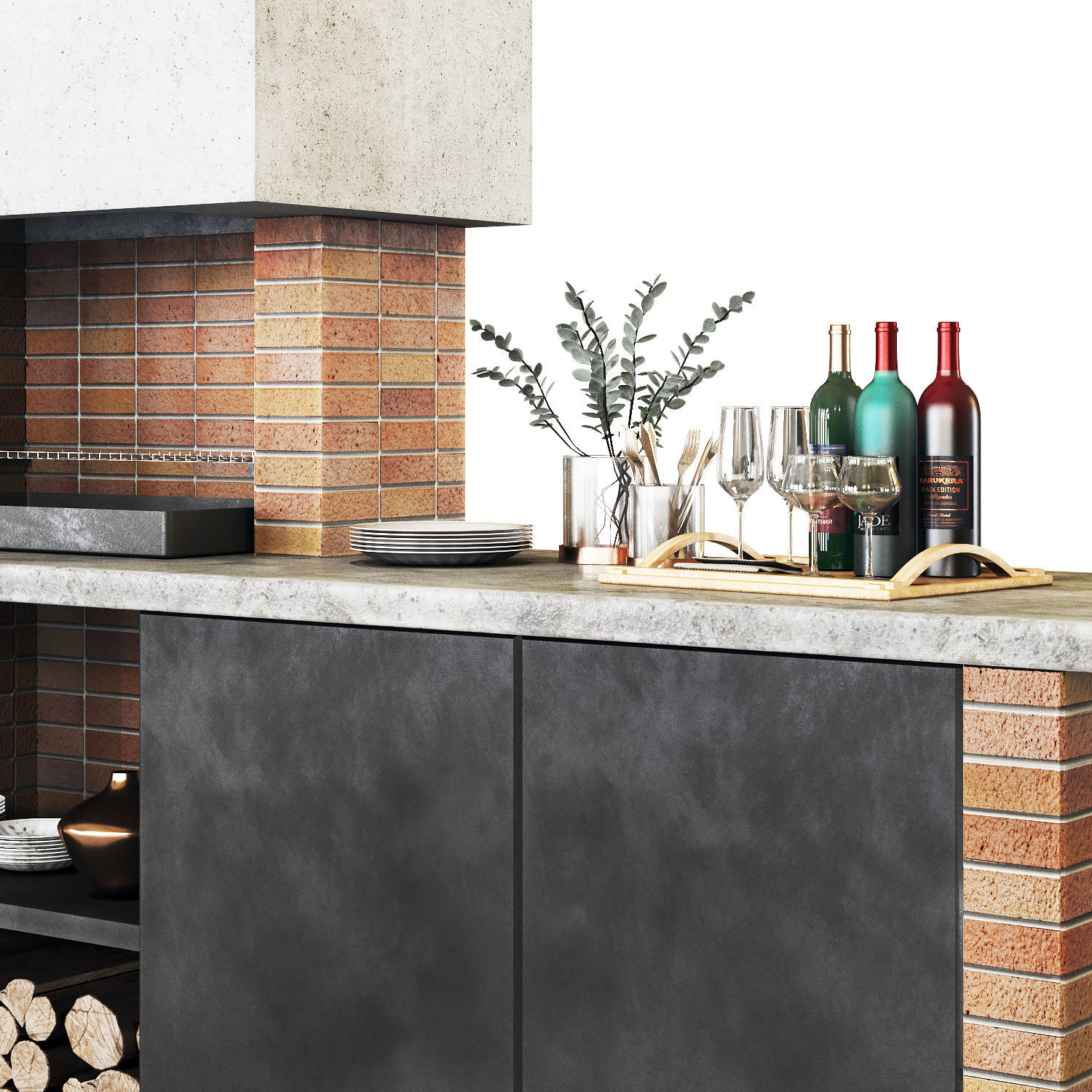 Barbecue and grill 3D model_2