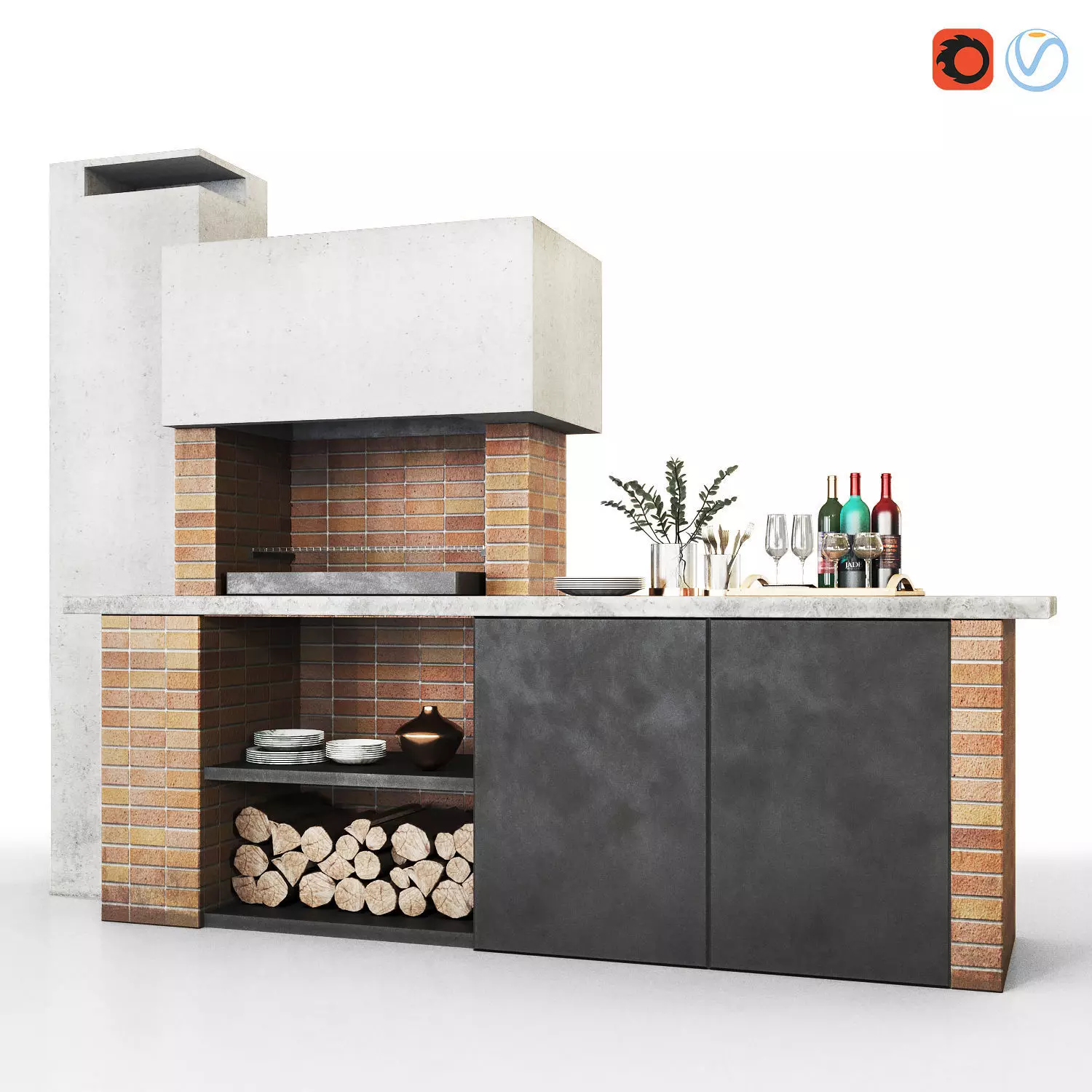 Barbecue and grill 3D model_0