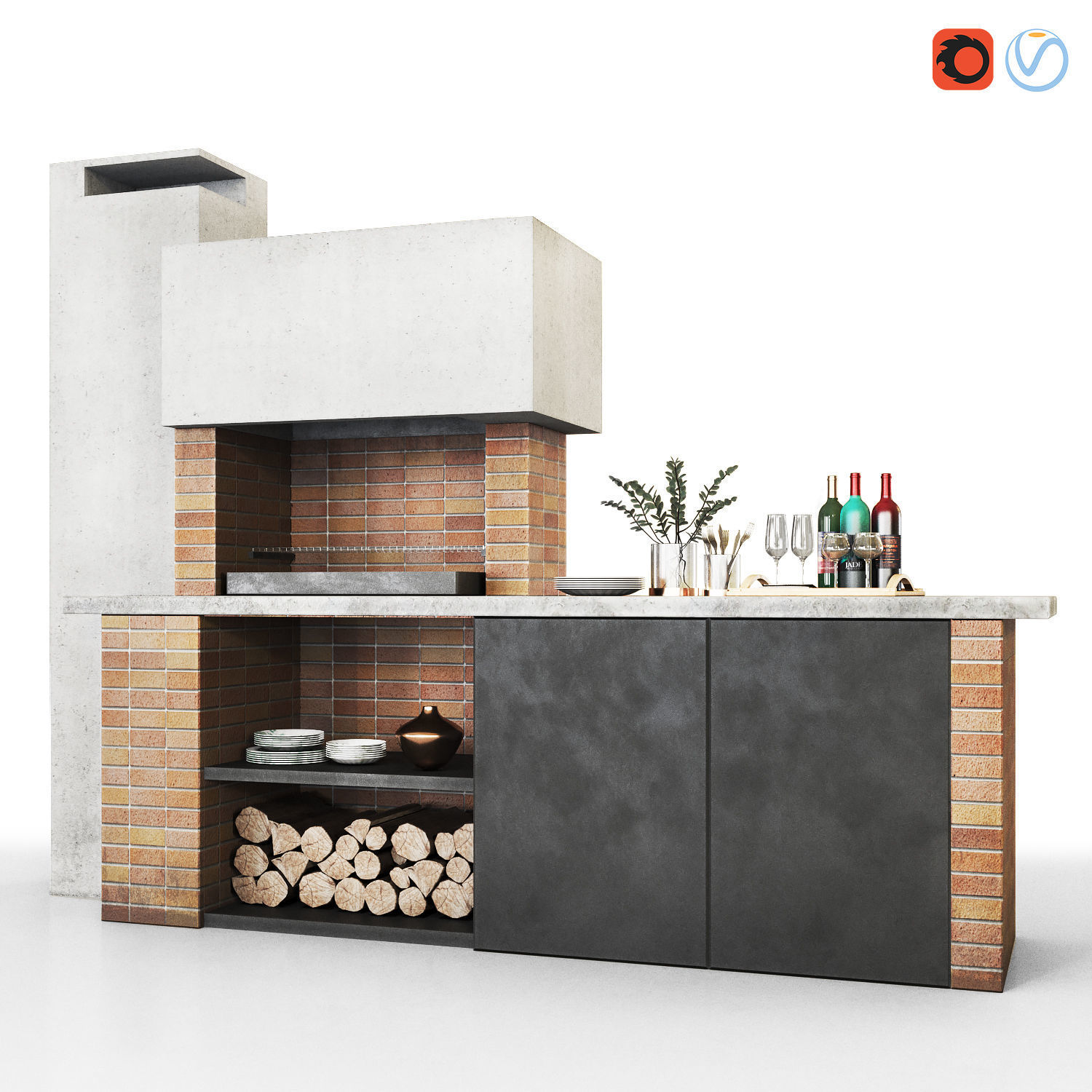 Barbecue and grill 3D model_0