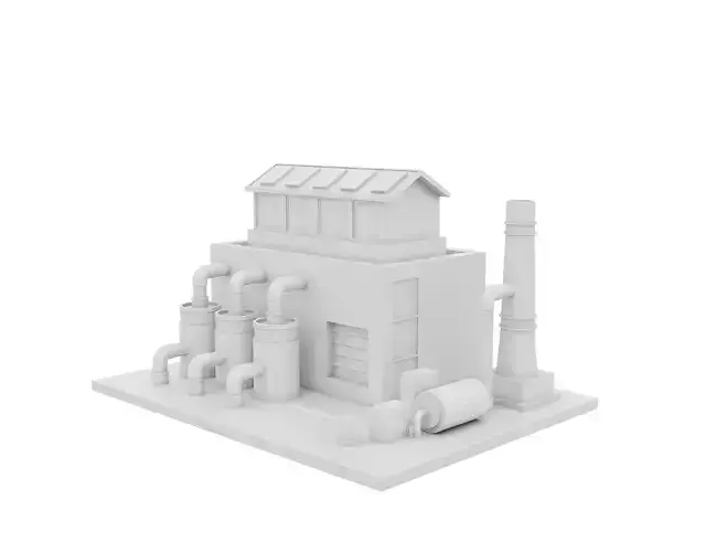 FACTORY with pipes and chimneys Low-poly 3D model