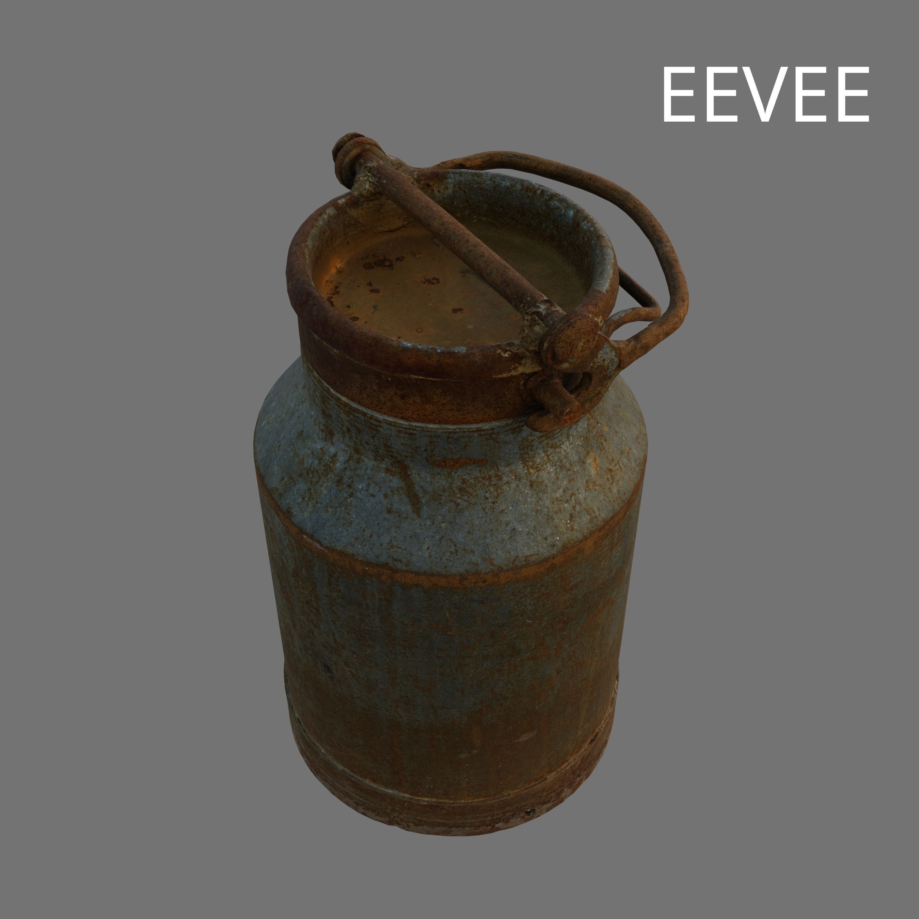 Rusty Metal Milk Churn 3D Model Low-poly 3D model_4