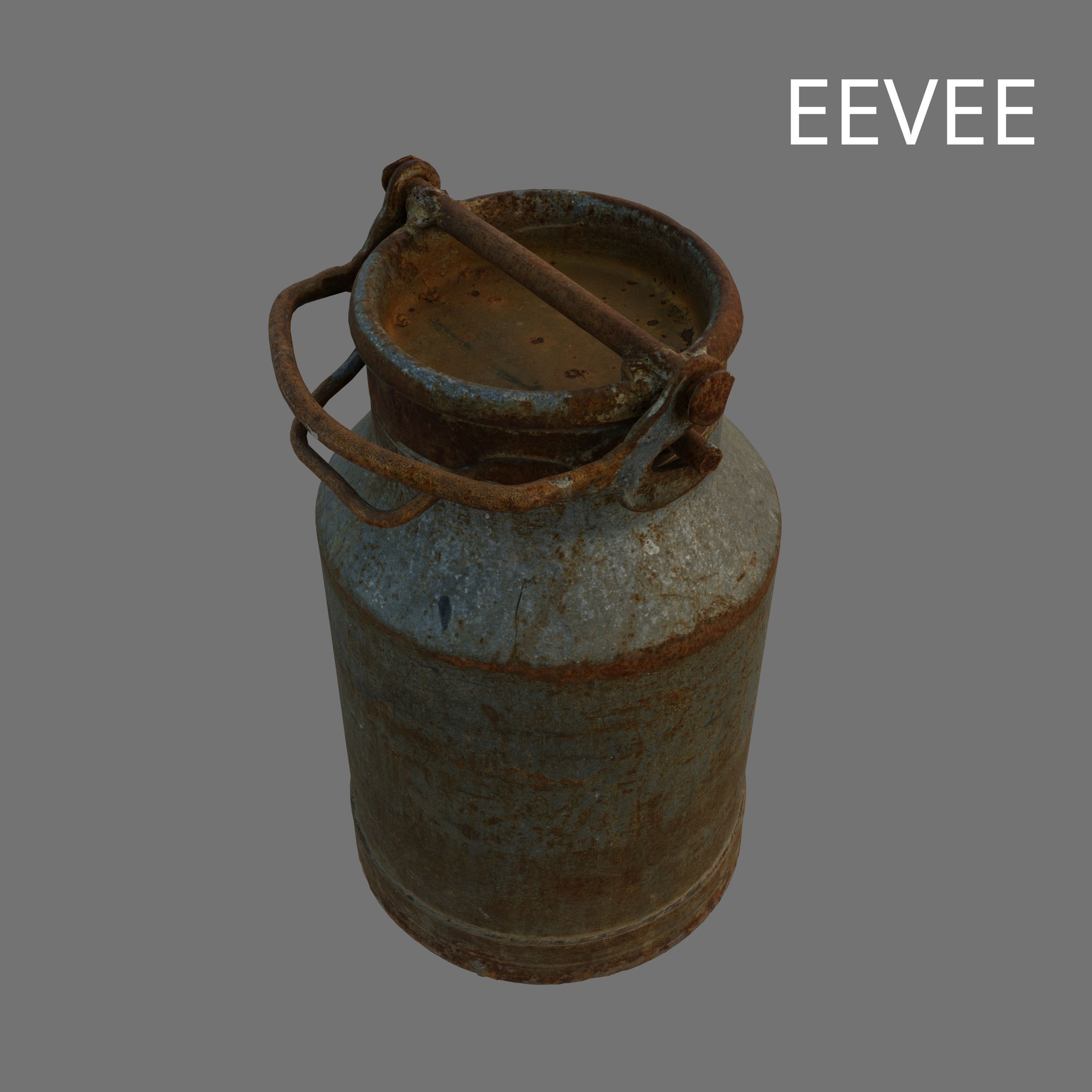 Rusty Metal Milk Churn 3D Model Low-poly 3D model_3