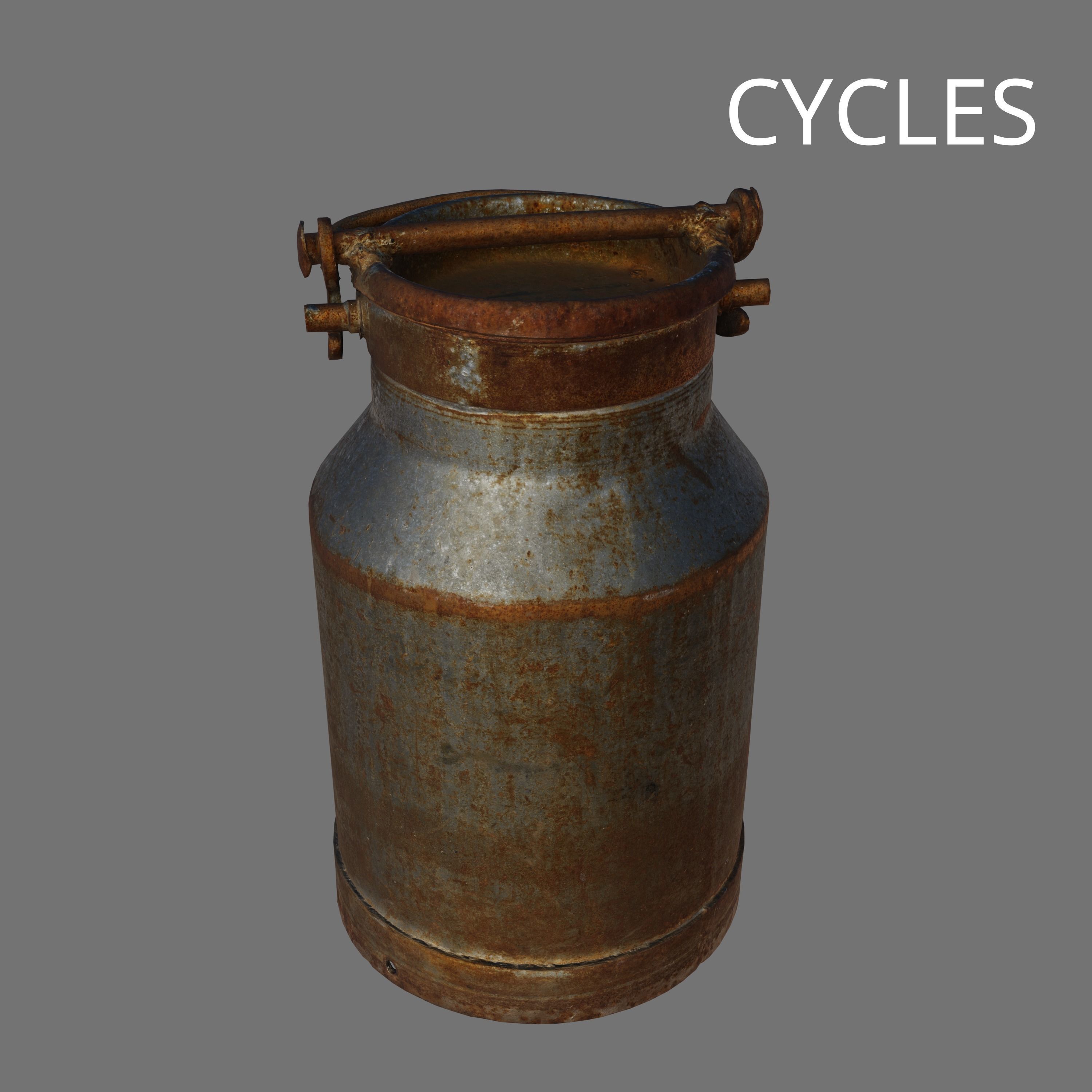 Rusty Metal Milk Churn 3D Model Low-poly 3D model_2