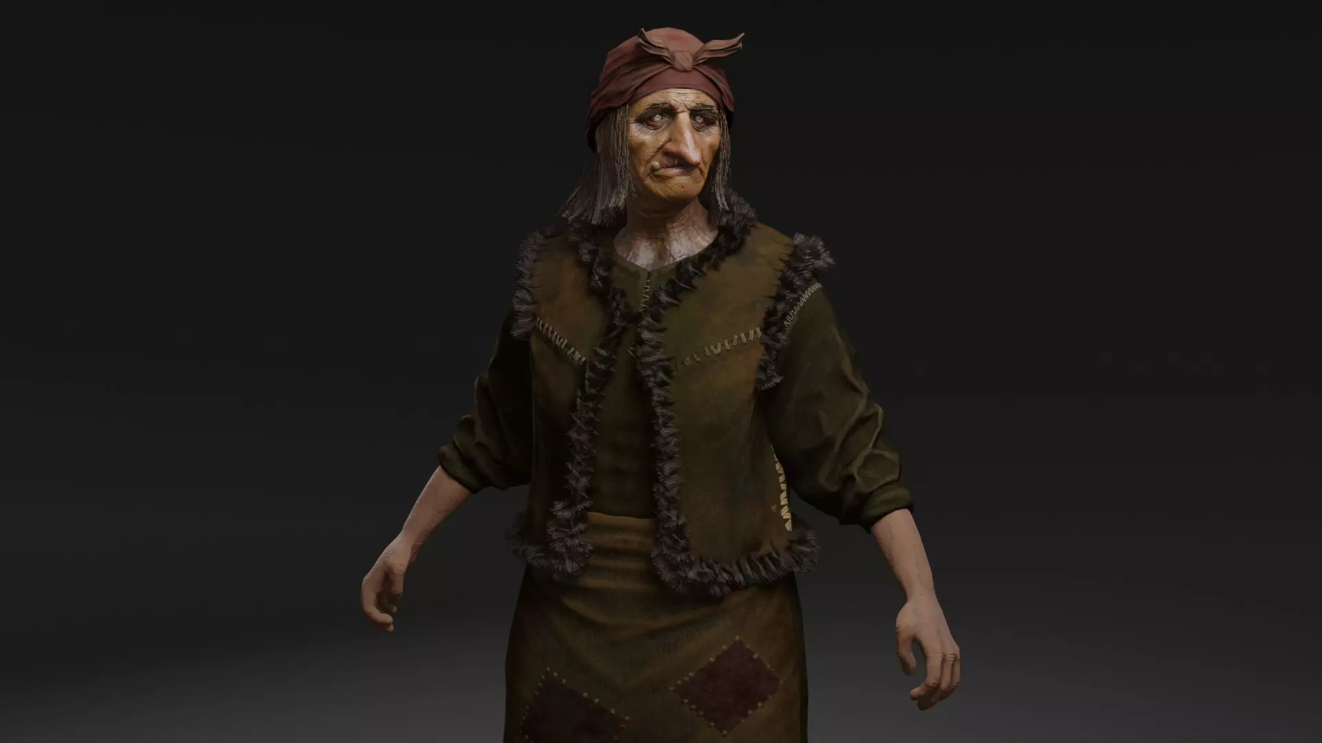 Baba Yaga Low-poly 3D model_0