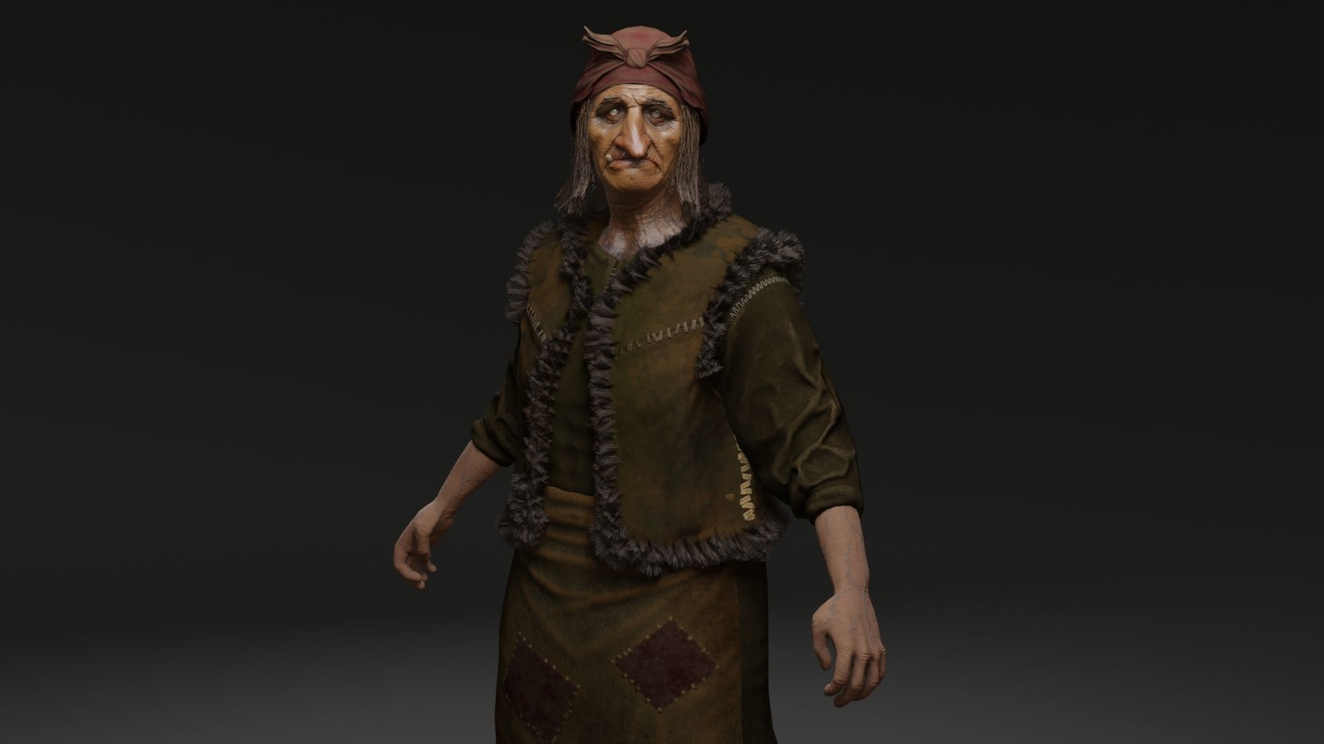 Baba Yaga Low-poly 3D model_2
