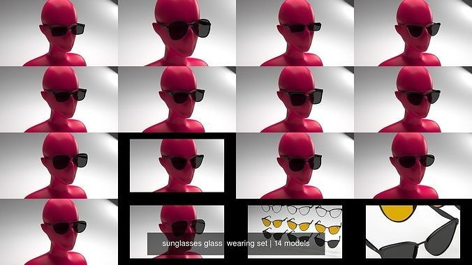 sunglasses glass  wearing set 3D Model Collection